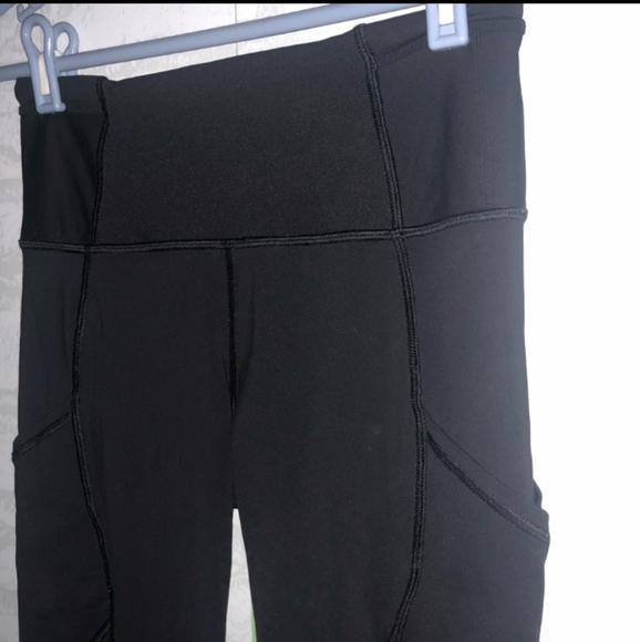Lululemon | Outrun 17" Cropped Mesh Panel Leggings Black Reflective Size 6 - Picture 6 of 13